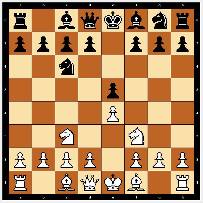 r1bqkbnr/pppp1ppp/2n5/4p3/4P3/2N2N2/PPPP1PPP/R1BQKB1R b KQkq - 0 3