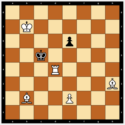8/1K6/4p3/2k5/3R4/7B/1B2P3/8 w - - 0 1